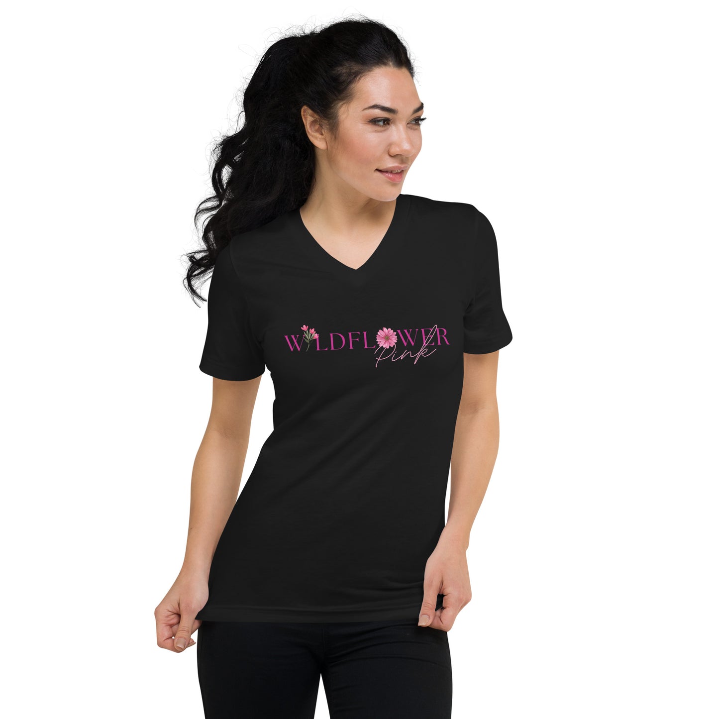 Wildflower Pink Short Sleeve V-Neck T-Shirt