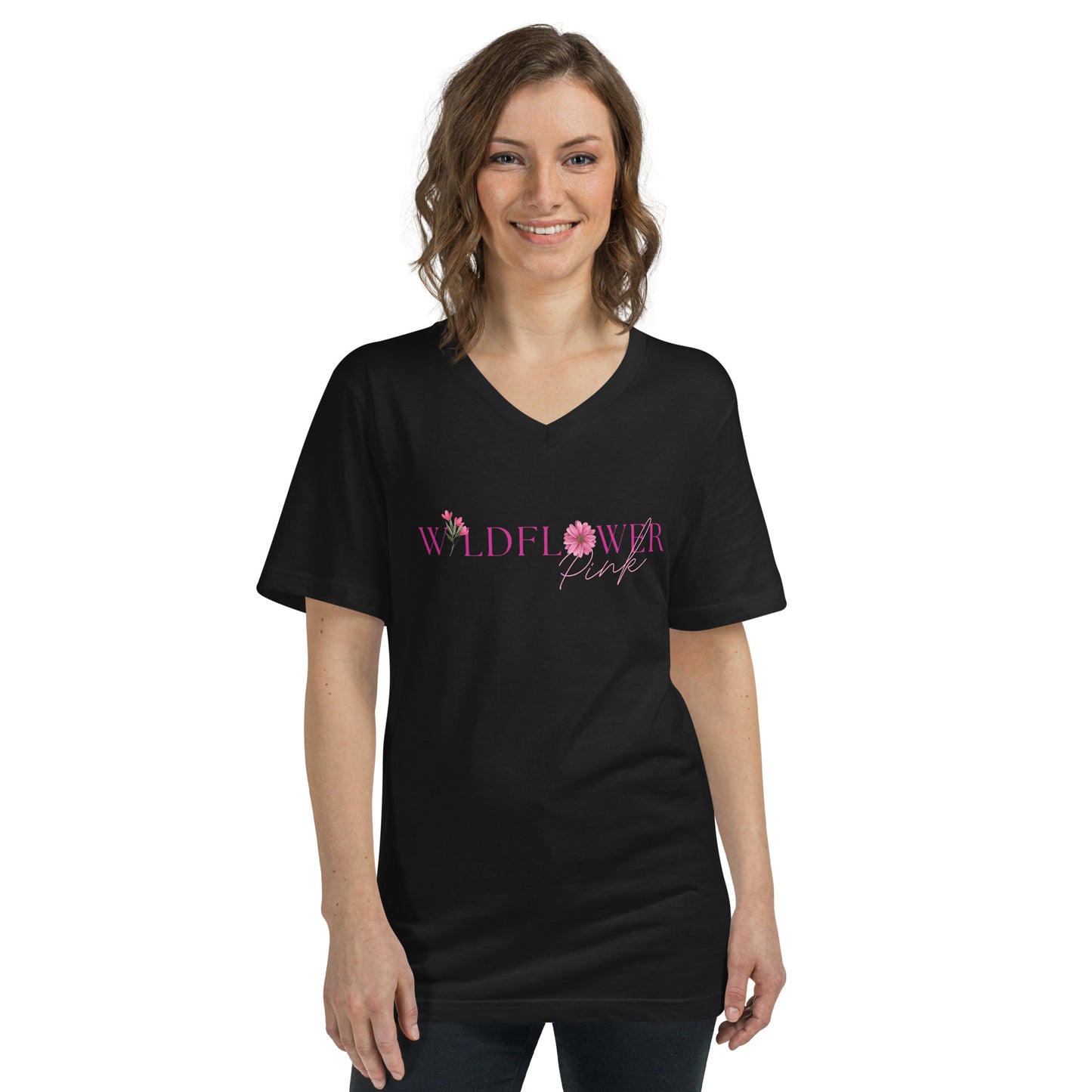 Wildflower Pink Short Sleeve V-Neck T-Shirt