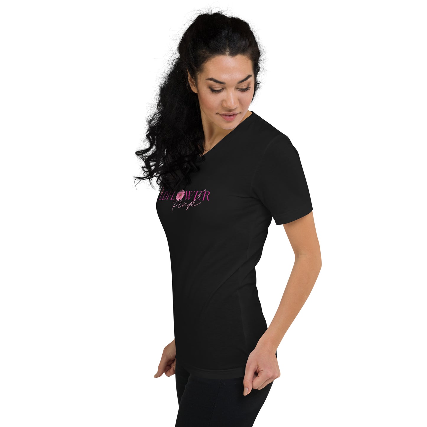 Wildflower Pink Short Sleeve V-Neck T-Shirt
