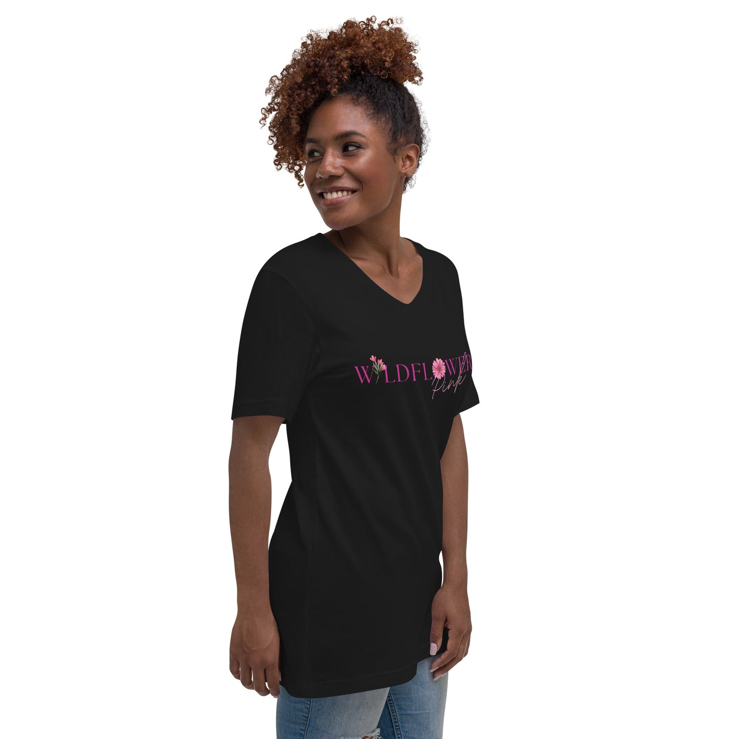 Wildflower Pink Short Sleeve V-Neck T-Shirt