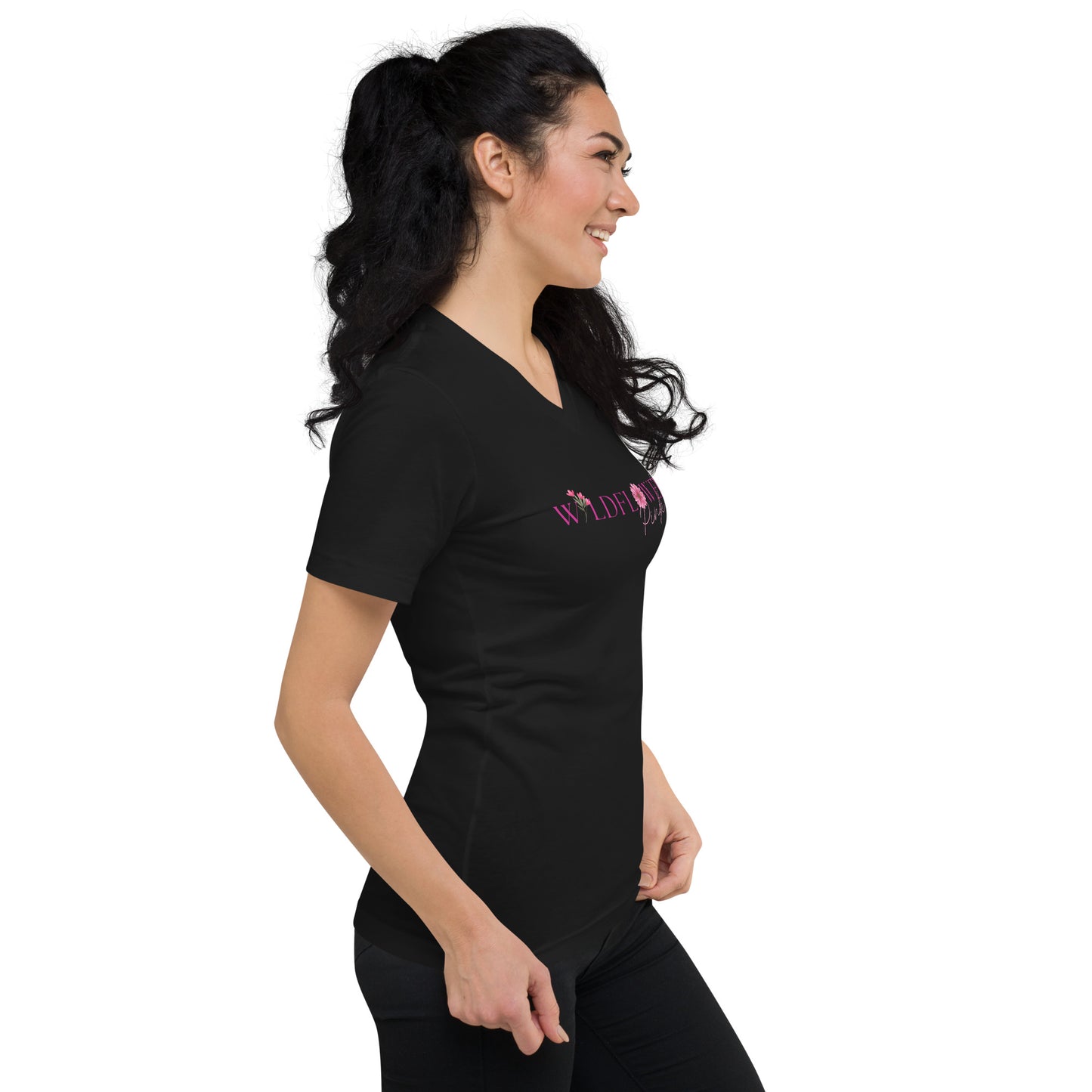 Wildflower Pink Short Sleeve V-Neck T-Shirt