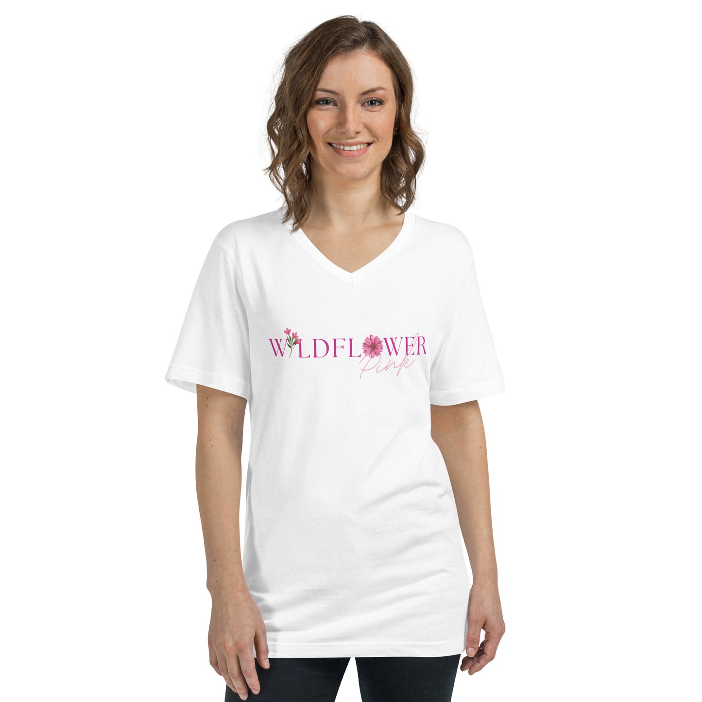 Wildflower Pink Short Sleeve V-Neck T-Shirt