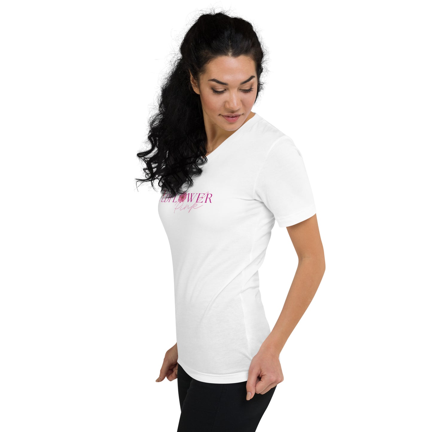 Wildflower Pink Short Sleeve V-Neck T-Shirt
