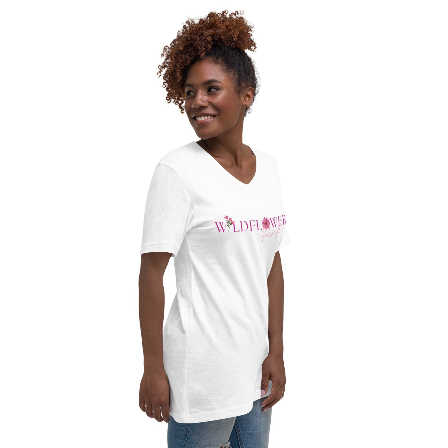 Wildflower Pink Short Sleeve V-Neck T-Shirt
