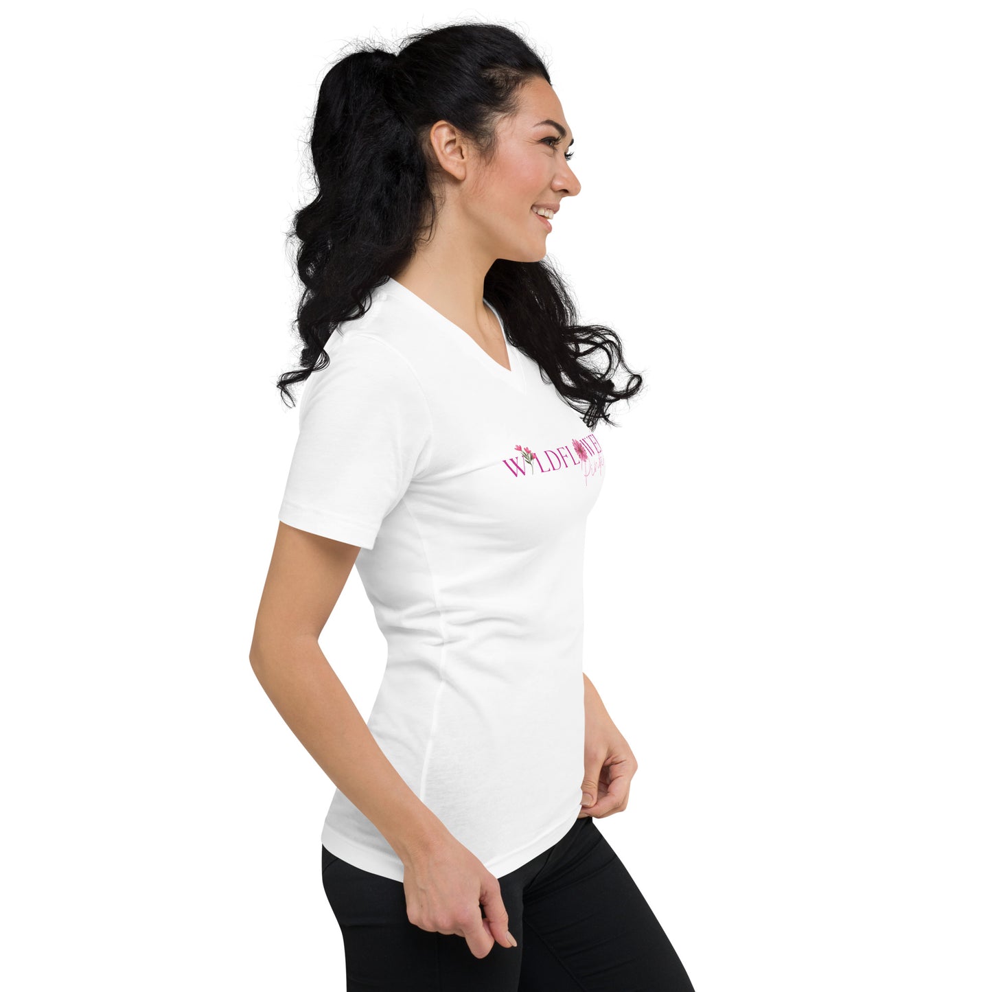 Wildflower Pink Short Sleeve V-Neck T-Shirt
