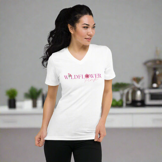 Wildflower Pink Short Sleeve V-Neck T-Shirt